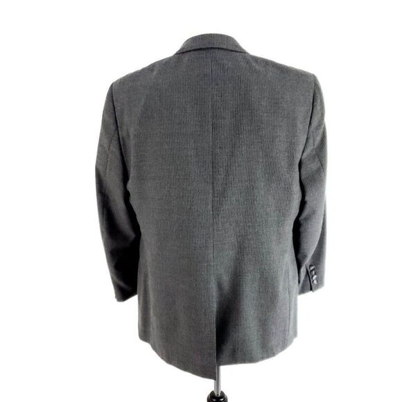 Oleg Cassini Wool 2 Button 2 Piece Suit 40S Gray Striped 38/29 Flat Front Mid Ri - Picture 6 of 10